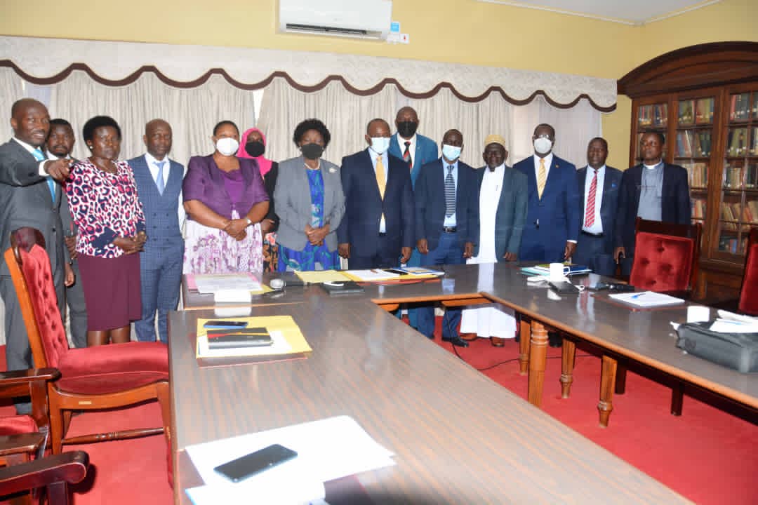District leaders and technical staff during a meeting with some of the officers from Uganda Peoples Defense Forces to discuss the preparation of Terehe Sita Anniversary which is expected to take place in one of the districts in Busoga region. Prior to the event (06/02/2024), a number of activities will be conducted across the district and these are:-1. Conduct a health camp at Nankandhulo H/C IV or KGH. 2.Health camp at Kagumba H/C III and Bulopa H/C III. 3. Vector control exercise (fumigation) at Buwenge mpya, Kibuye landing site and Kamuli central market. 4. Construction of a 2 classroom block at Bulondo P/s and a staff house.5. Construction of a classroom blocks at Bulopa SS. 6. Distribute scholastic materials to Kiwolera P/s. 7. Fencing off Kamuli General Hospital. preparation of Terehe Sita Anniversary