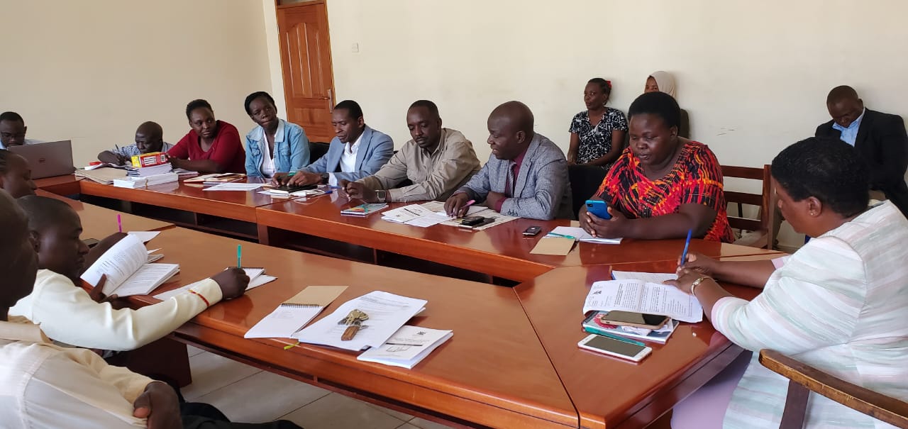 Gender Based Violence training on the usage of the NGBVD App/Tool by facilitators from MoGLSD, UBOS and NPC in the district boardroom. Gender Based Violence training